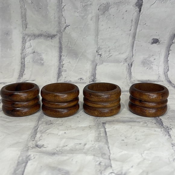 Vintage Wood Napkin Holders Wood Set of 4 Bohemian - Picture 2 of 5